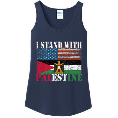 I Stand With Palestine Us Flag Palestinians Flag Ladies Essential Tank