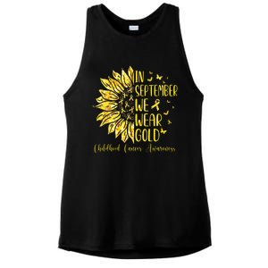 In September We Wear Gold Childhood Cancer Awareness Ladies PosiCharge Tri-Blend Wicking Tank