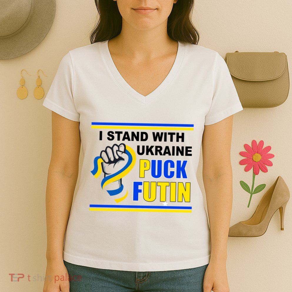 I Stand With Ukraine Puck Futin (Putin) Women's V-Neck T-Shirt