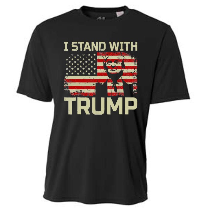 I Stand With Trump American Flag Woman USA Vintage Cooling Performance Crew T-Shirt