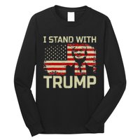 I Stand With Trump American Flag Woman USA Vintage Long Sleeve Shirt