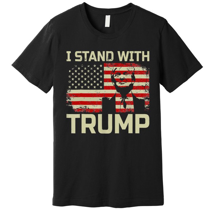 I Stand With Trump American Flag Woman USA Vintage Premium T-Shirt