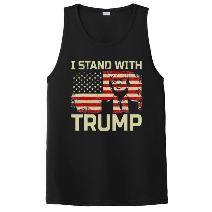 I Stand With Trump American Flag Woman USA Vintage PosiCharge Competitor Tank