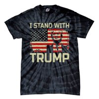 I Stand With Trump American Flag Woman USA Vintage Tie-Dye T-Shirt