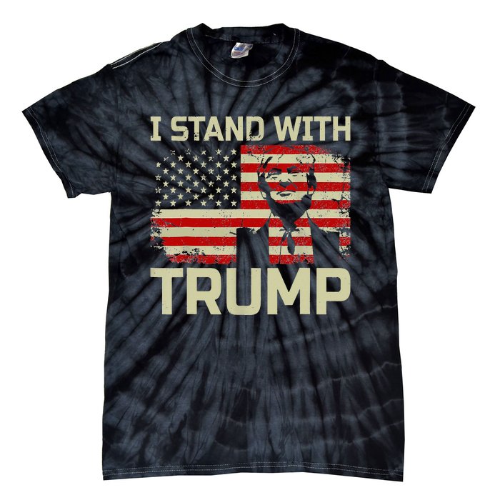 I Stand With Trump American Flag Woman USA Vintage Tie-Dye T-Shirt