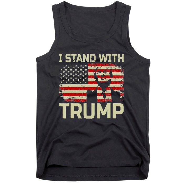 I Stand With Trump American Flag Woman USA Vintage Tank Top