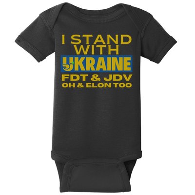 I stand with Ukraine FDT JDV oh & Elon Too Baby Bodysuit