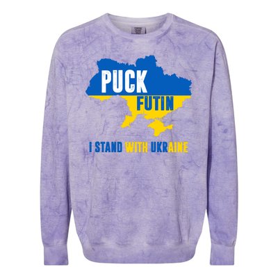 I Stand With Ukraine Puck Futin Colorblast Crewneck Sweatshirt