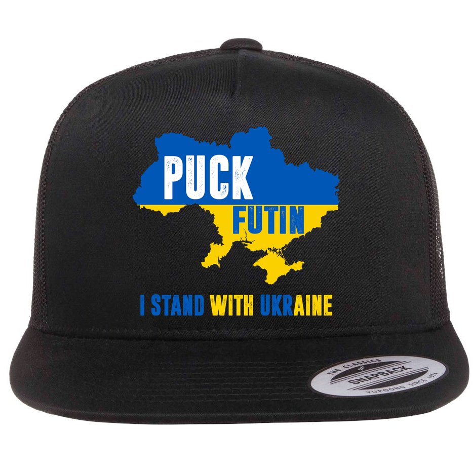 I Stand With Ukraine Puck Futin Flat Bill Trucker Hat
