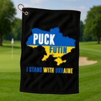I Stand With Ukraine Puck Futin Golf Towel