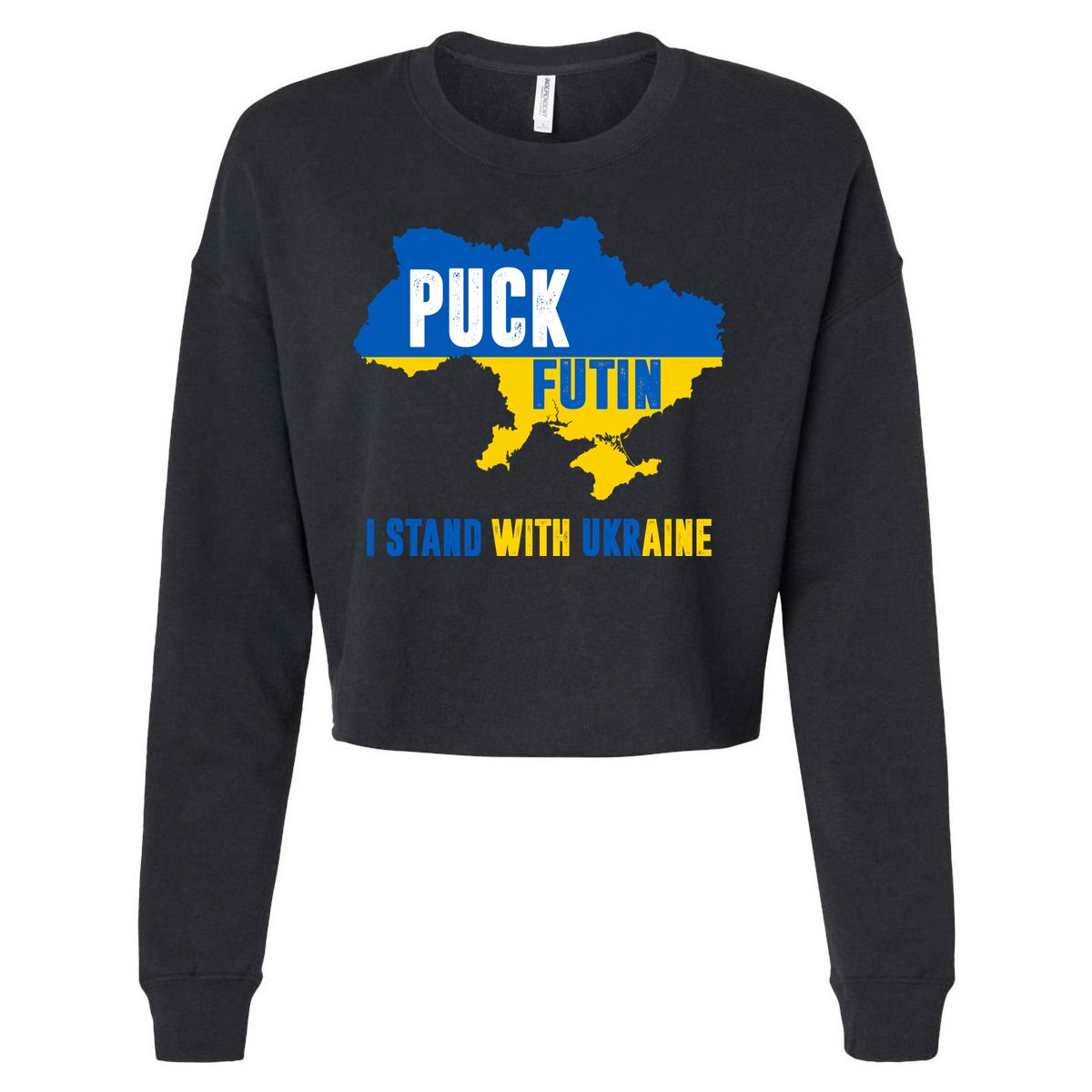 I Stand With Ukraine Puck Futin Cropped Pullover Crew
