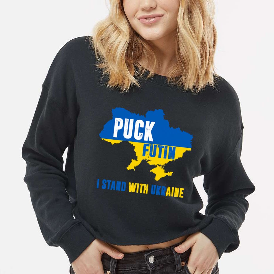 I Stand With Ukraine Puck Futin Cropped Pullover Crew