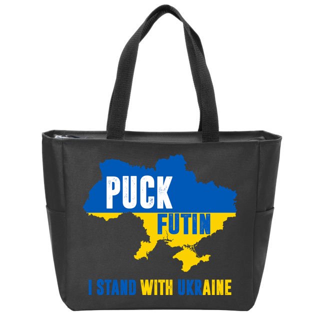 I Stand With Ukraine Puck Futin Zip Tote Bag