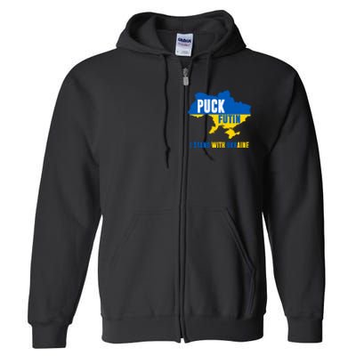 I Stand With Ukraine Puck Futin Full Zip Hoodie