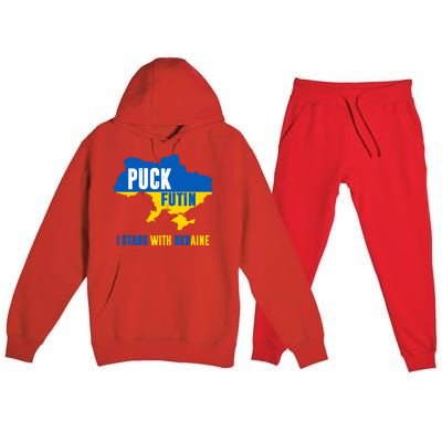 I Stand With Ukraine Puck Futin Premium Hooded Sweatsuit Set