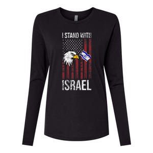 I Stand With Israel Eagle Flag Design Womens Cotton Relaxed Long Sleeve T-Shirt