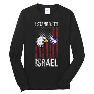 I Stand With Israel Eagle Flag Design Tall Long Sleeve T-Shirt