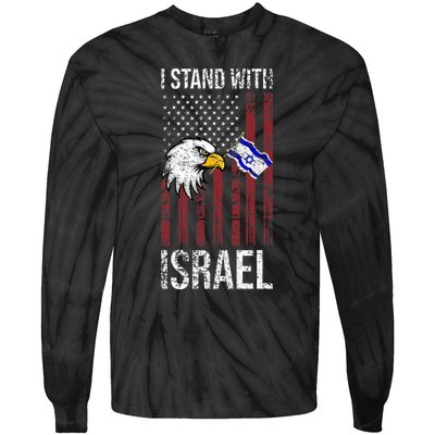 I Stand With Israel Eagle Flag Design Tie-Dye Long Sleeve Shirt