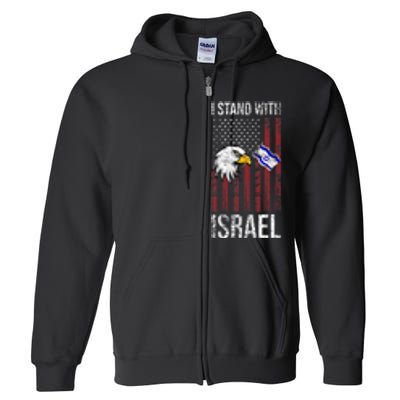 I Stand With Israel Eagle Flag Design Full Zip Hoodie