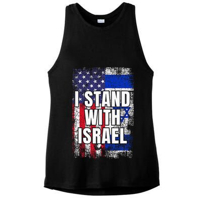 I Stand With Israel USA Israeli Flag Ladies PosiCharge Tri-Blend Wicking Tank