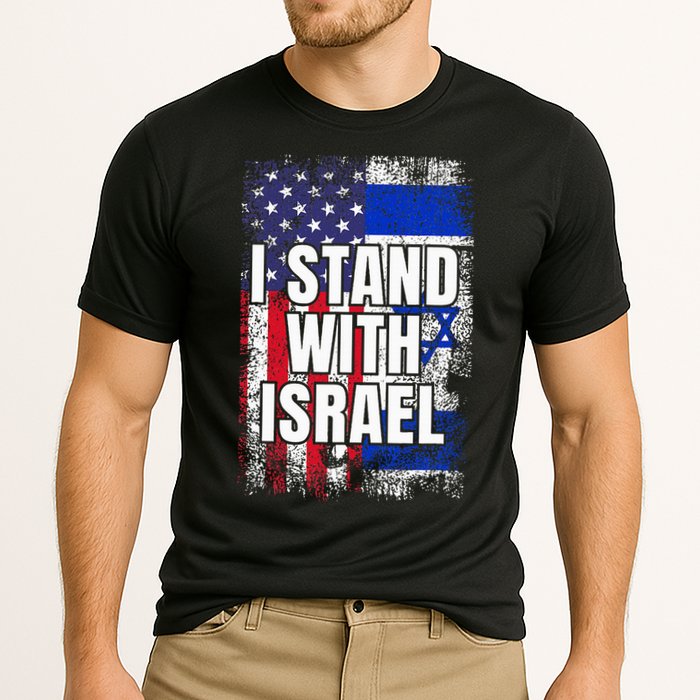 I Stand With Israel USA Israeli Flag Cooling Performance Crew T-Shirt