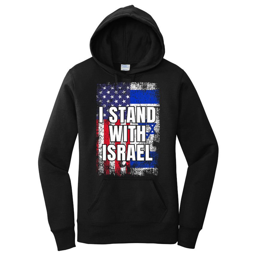 I Stand With Israel USA Israeli Flag Women's Pullover Hoodie