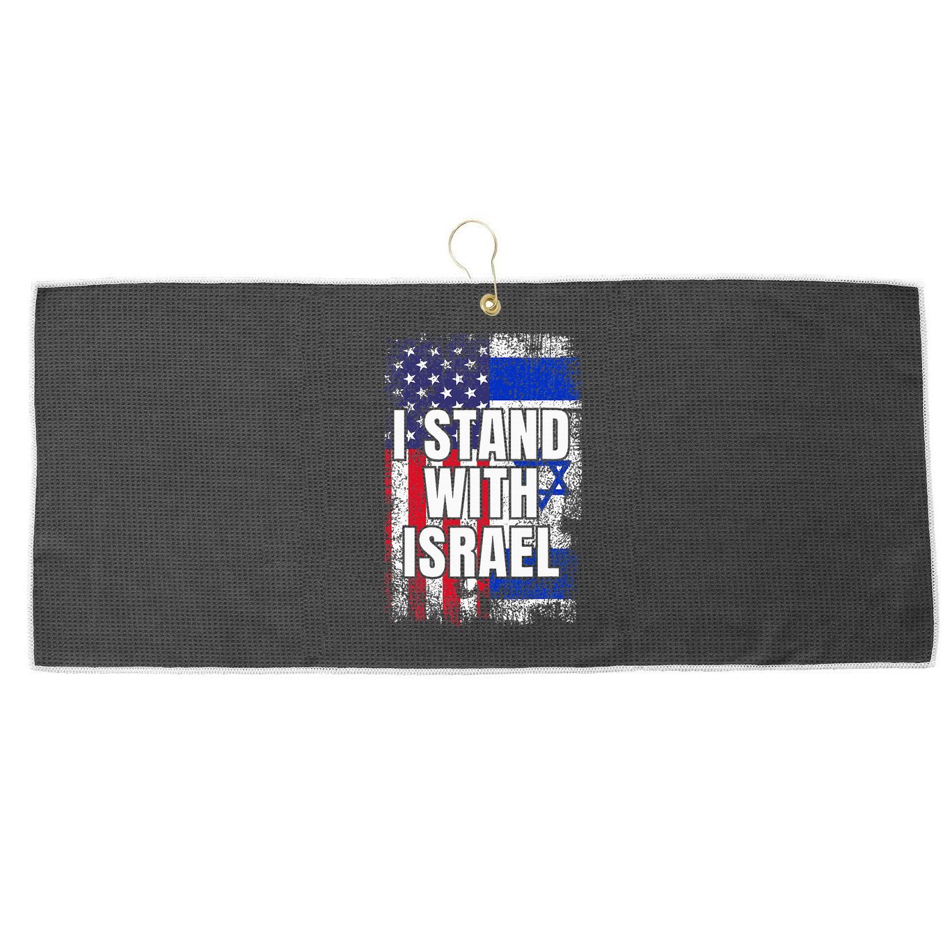 I Stand With Israel USA Israeli Flag Large Microfiber Waffle Golf Towel
