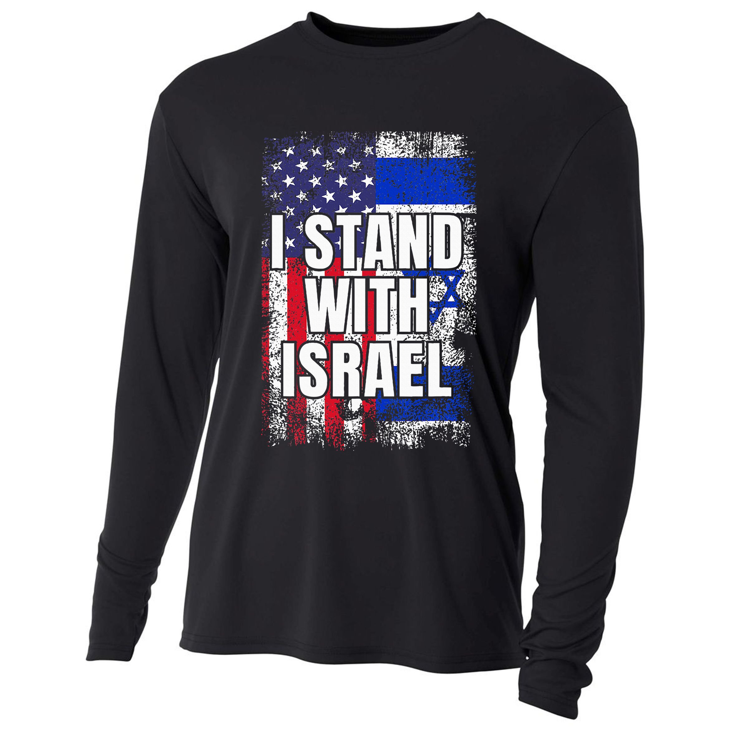 I Stand With Israel USA Israeli Flag Cooling Performance Long Sleeve Crew