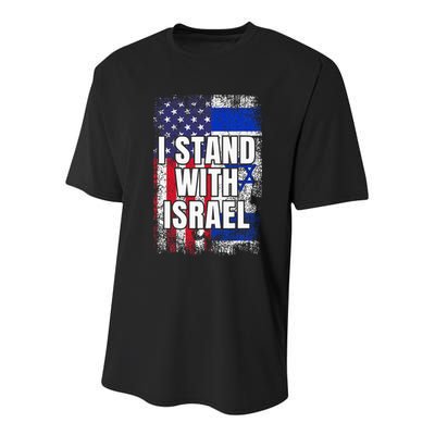 I Stand With Israel USA Israeli Flag Youth Performance Sprint T-Shirt