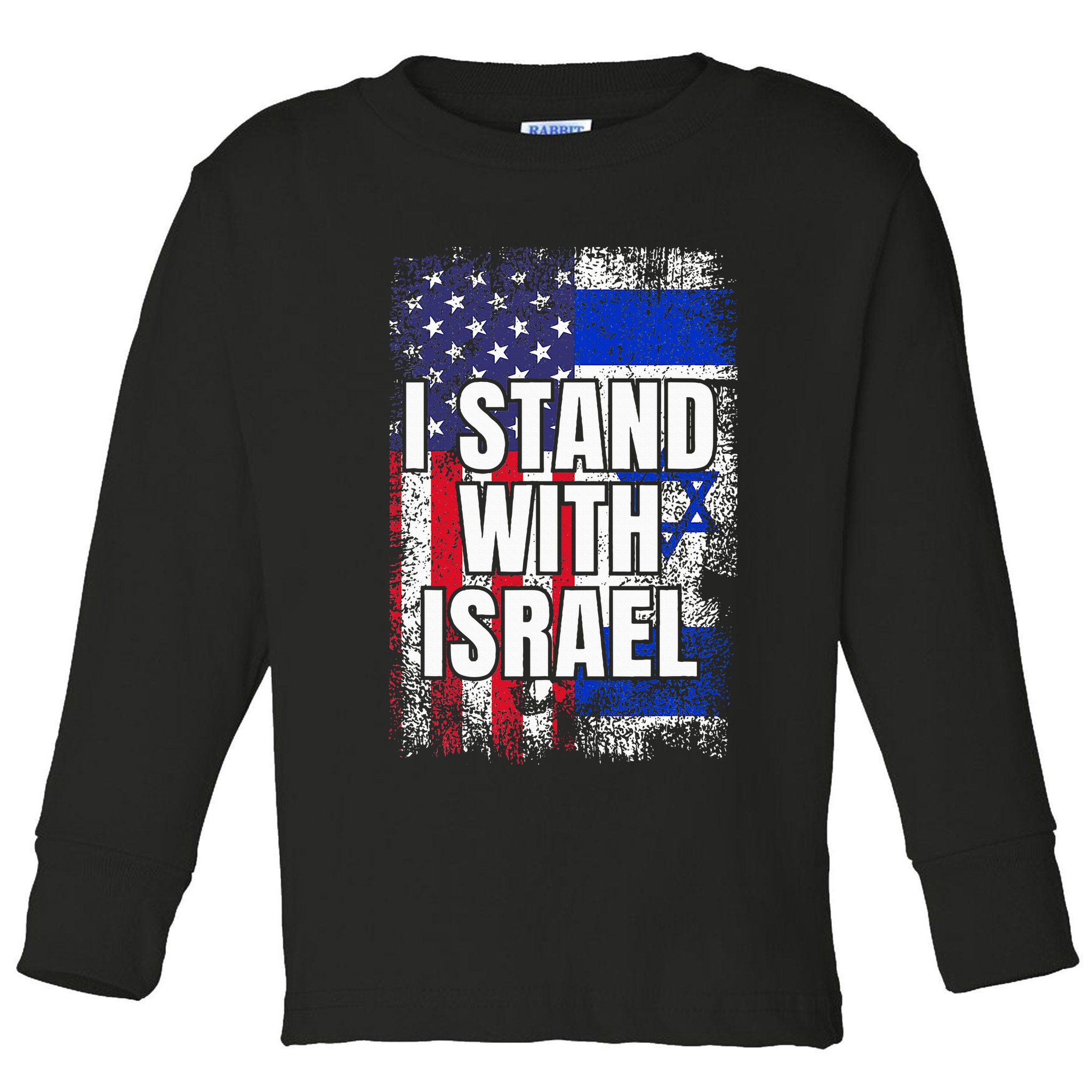I Stand With Israel USA Israeli Flag Toddler Long Sleeve Shirt