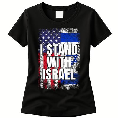 I Stand With Israel USA Israeli Flag Womens T-Shirt