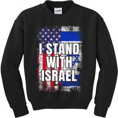 I Stand With Israel USA Israeli Flag Kids Sweatshirt