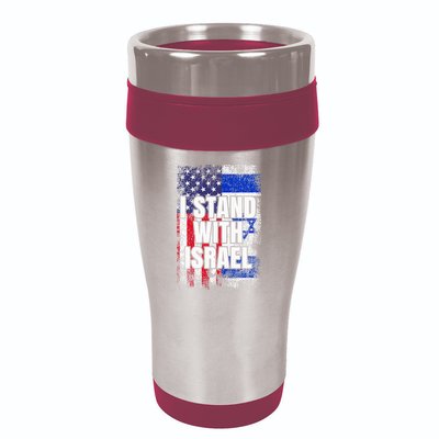 I Stand With Israel USA Israeli Flag 16oz Travel Tumbler