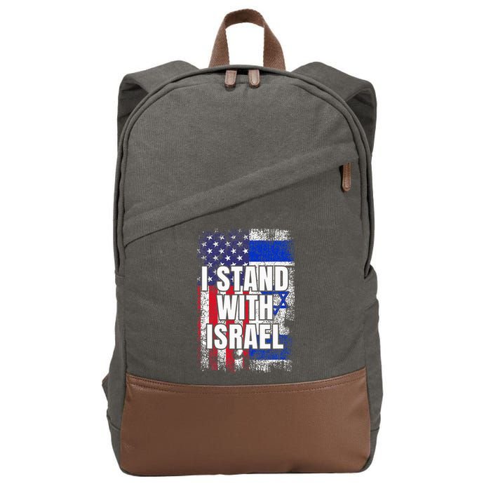 I Stand With Israel USA Israeli Flag Cotton Canvas Backpack