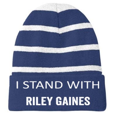 I Stand With Riley Gaines Striped Beanie with Solid Band