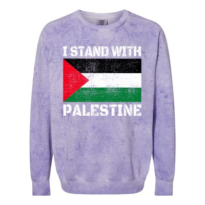 I Stand With Palestine Palestinian Flag Free Palestine Colorblast Crewneck Sweatshirt