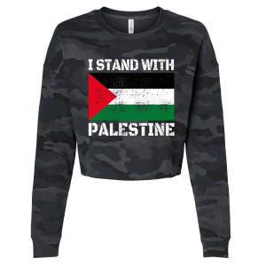 I Stand With Palestine Palestinian Flag Free Palestine Cropped Pullover Crew