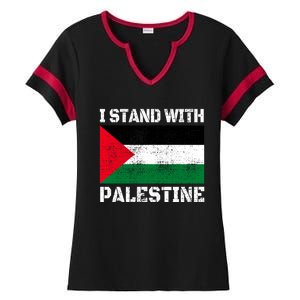 I Stand With Palestine Palestinian Flag Free Palestine Ladies Halftime Notch Neck Tee