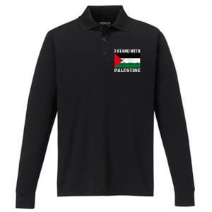 I Stand With Palestine Palestinian Flag Free Palestine Performance Long Sleeve Polo