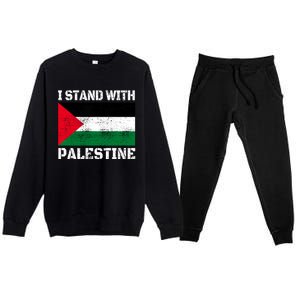 I Stand With Palestine Palestinian Flag Free Palestine Premium Crewneck Sweatsuit Set