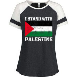 I Stand With Palestine Palestinian Flag Free Palestine Enza Ladies Jersey Colorblock Tee