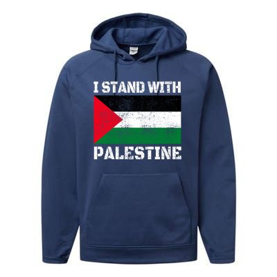 I Stand With Palestine Palestinian Flag Free Palestine Performance Fleece Hoodie