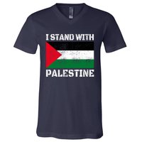 I Stand With Palestine Palestinian Flag Free Palestine V-Neck T-Shirt