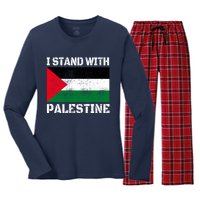 I Stand With Palestine Palestinian Flag Free Palestine Women's Long Sleeve Flannel Pajama Set 