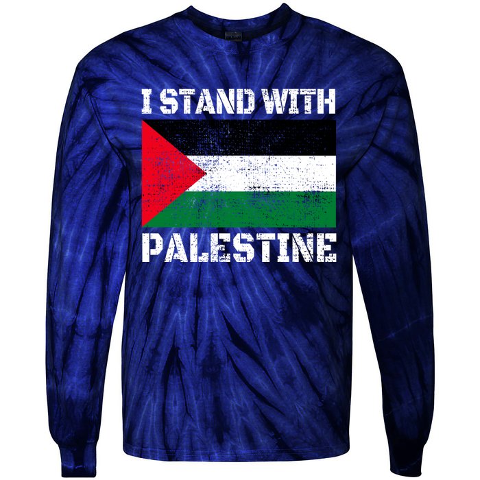 I Stand With Palestine Palestinian Flag Free Palestine Tie-Dye Long Sleeve Shirt