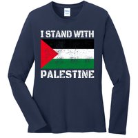 I Stand With Palestine Palestinian Flag Free Palestine Ladies Long Sleeve Shirt