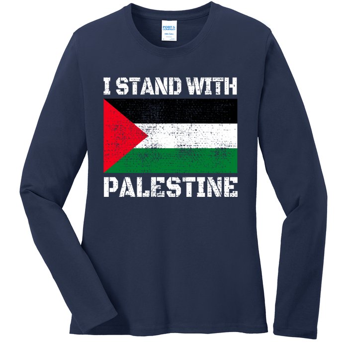 I Stand With Palestine Palestinian Flag Free Palestine Ladies Long Sleeve Shirt