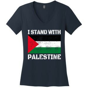 I Stand With Palestine Palestinian Flag Free Palestine Women's V-Neck T-Shirt