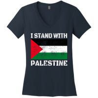 I Stand With Palestine Palestinian Flag Free Palestine Women's V-Neck T-Shirt