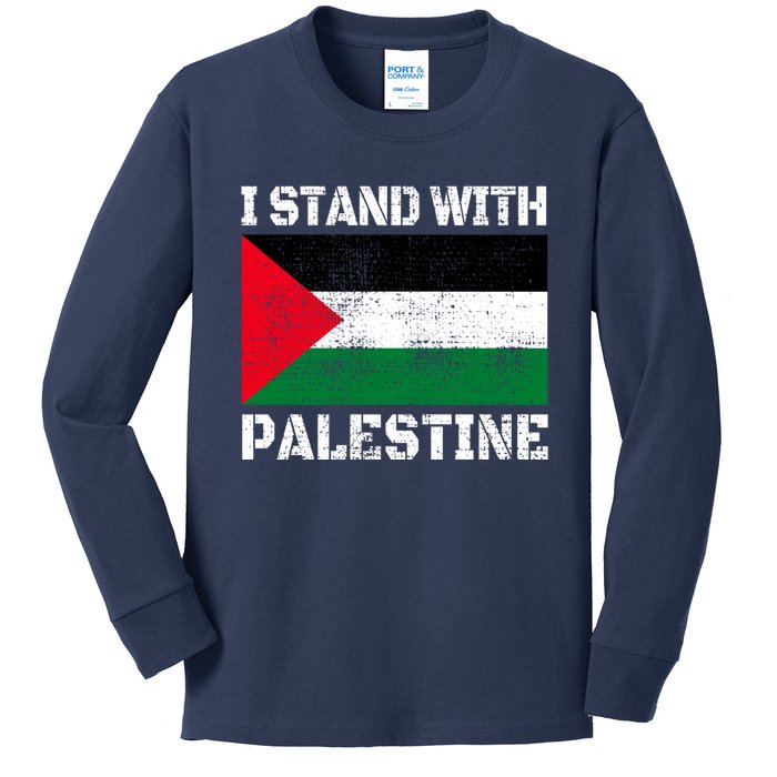 I Stand With Palestine Palestinian Flag Free Palestine Kids Long Sleeve Shirt